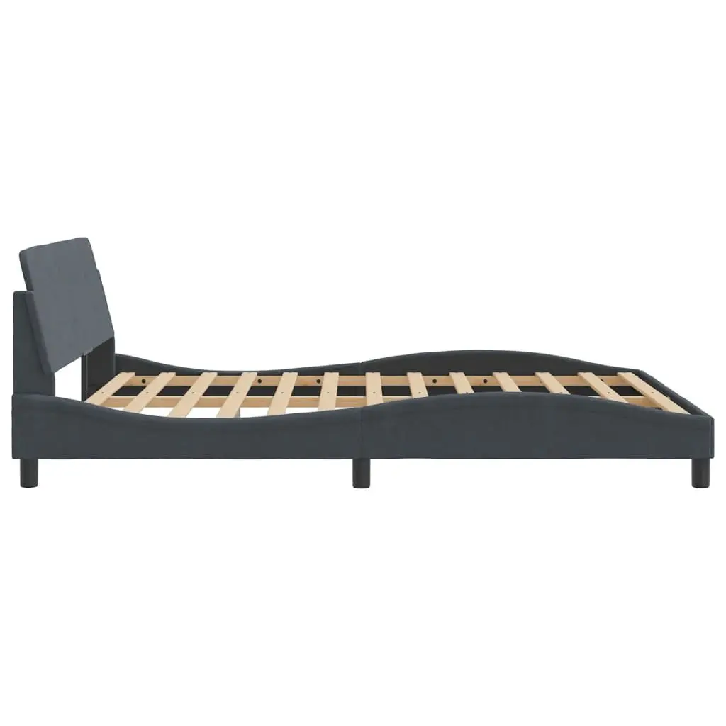 Velvet Upholstered Queen Bed Frame with Grey Headboard