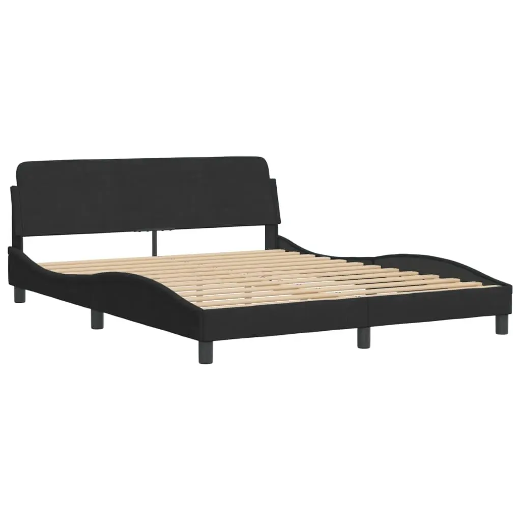 Queen Bed Frame with Black Velvet Headboard