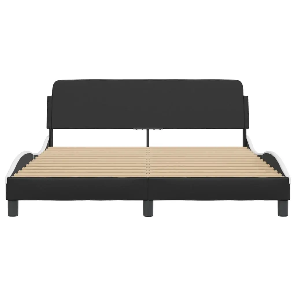 Black Faux Leather Queen Bed Frame with Headboard