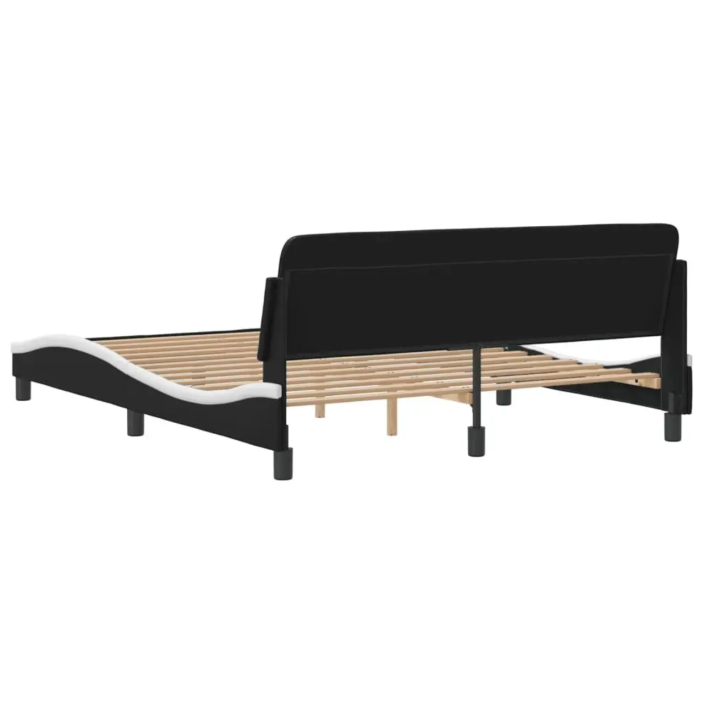 Black Faux Leather Queen Bed Frame with Headboard