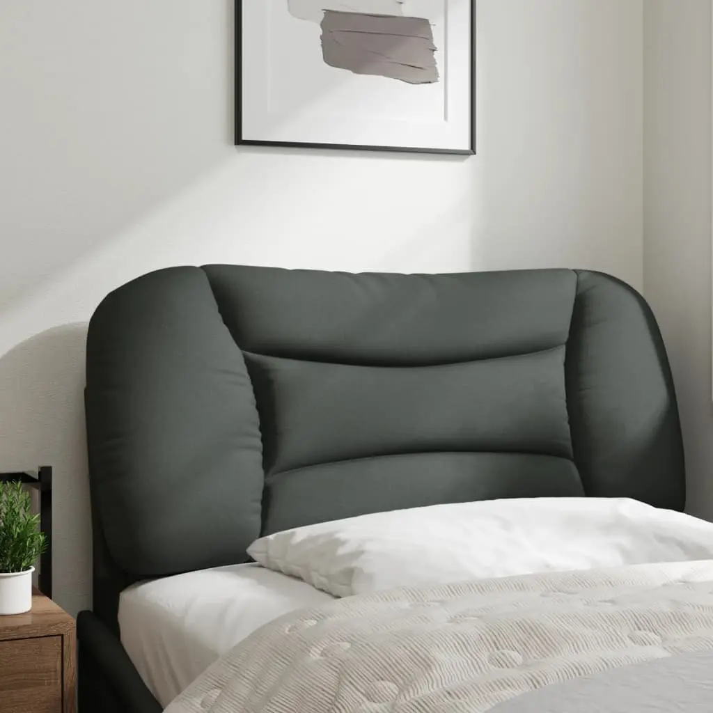 Headboard Cushion 90 cm Dark Grey Fabric Wavy Striped Design Wall Mount Bed