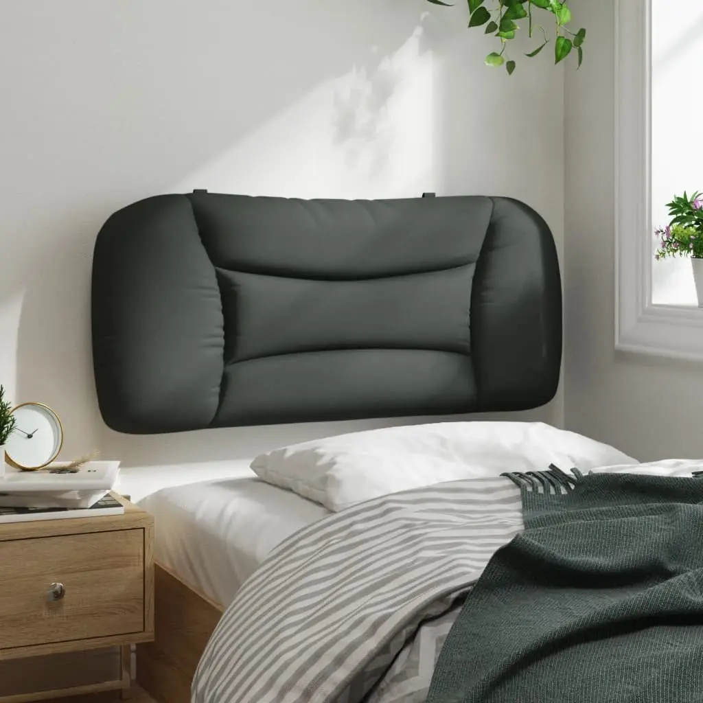 Headboard Cushion 90 cm Dark Grey Fabric Wavy Striped Design Wall Mount Bed