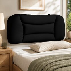 Black Fabric Headboard Cushion 90cm for Beds
