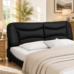 Black Faux Leather Headboard Cushion 180cm
