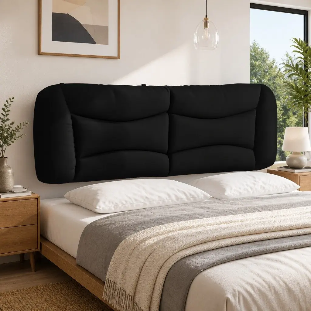 Upholstered Black Fabric Headboard Cushion 153 cm