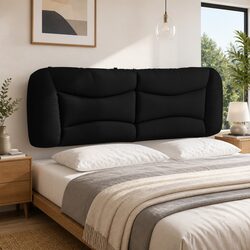 Upholstered Black Fabric Headboard Cushion 153 cm