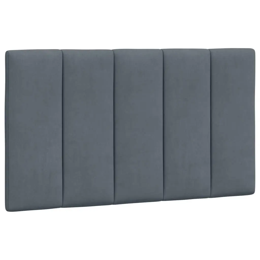 Upholstered Wall Mount Headboard Cushion 90cm Grey Velvet Soft Foam Support Pillow