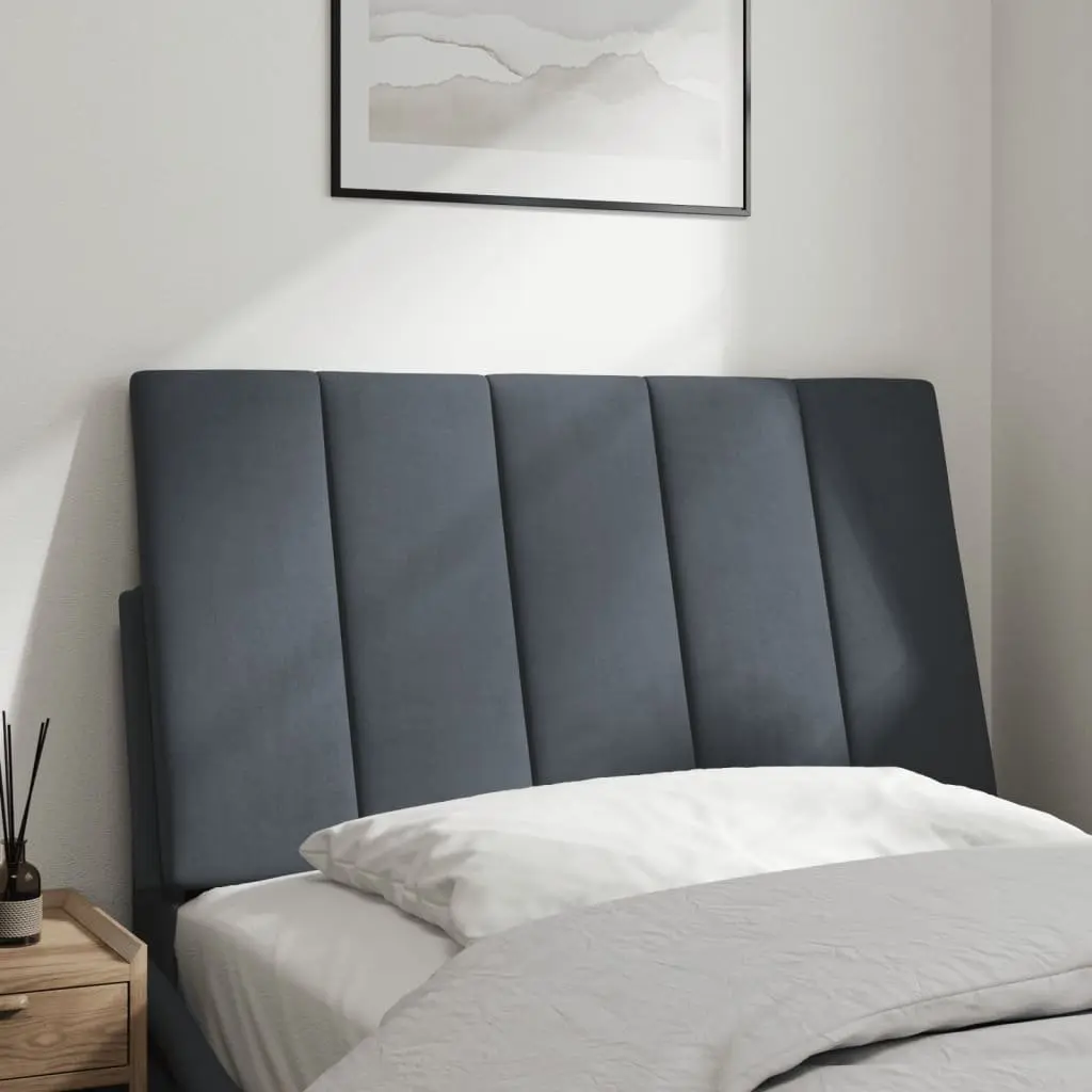 Upholstered Wall Mount Headboard Cushion 90cm Grey Velvet Soft Foam Support Pillow