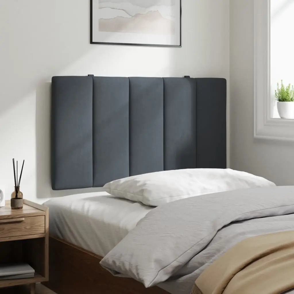 Upholstered Wall Mount Headboard Cushion 90cm Grey Velvet Soft Foam Support Pillow