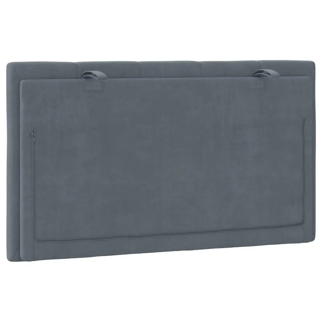 Upholstered Wall Mount Headboard Cushion 90cm Grey Velvet Soft Foam Support Pillow