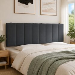 Velvet Headboard Cushion 153cm in Grey for Bed Comfort
