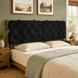 Black Velvet Headboard Cushion 153cm Wall Mounted Pillow