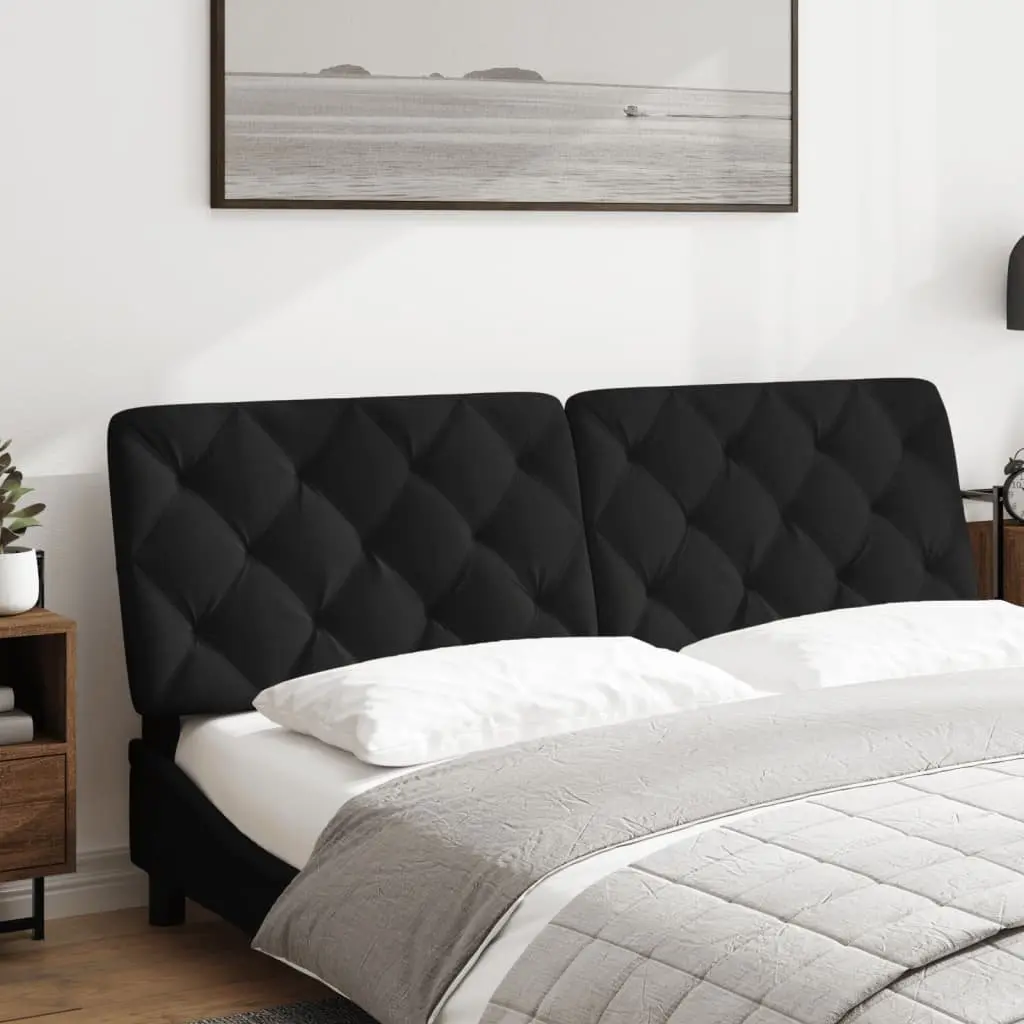 Headboard Cushion Velvet Support 153cm Black Wall Mount Foam Filling
