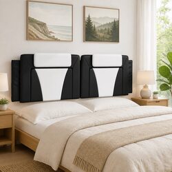 Black White Faux Leather Headboard Cushion 180cm