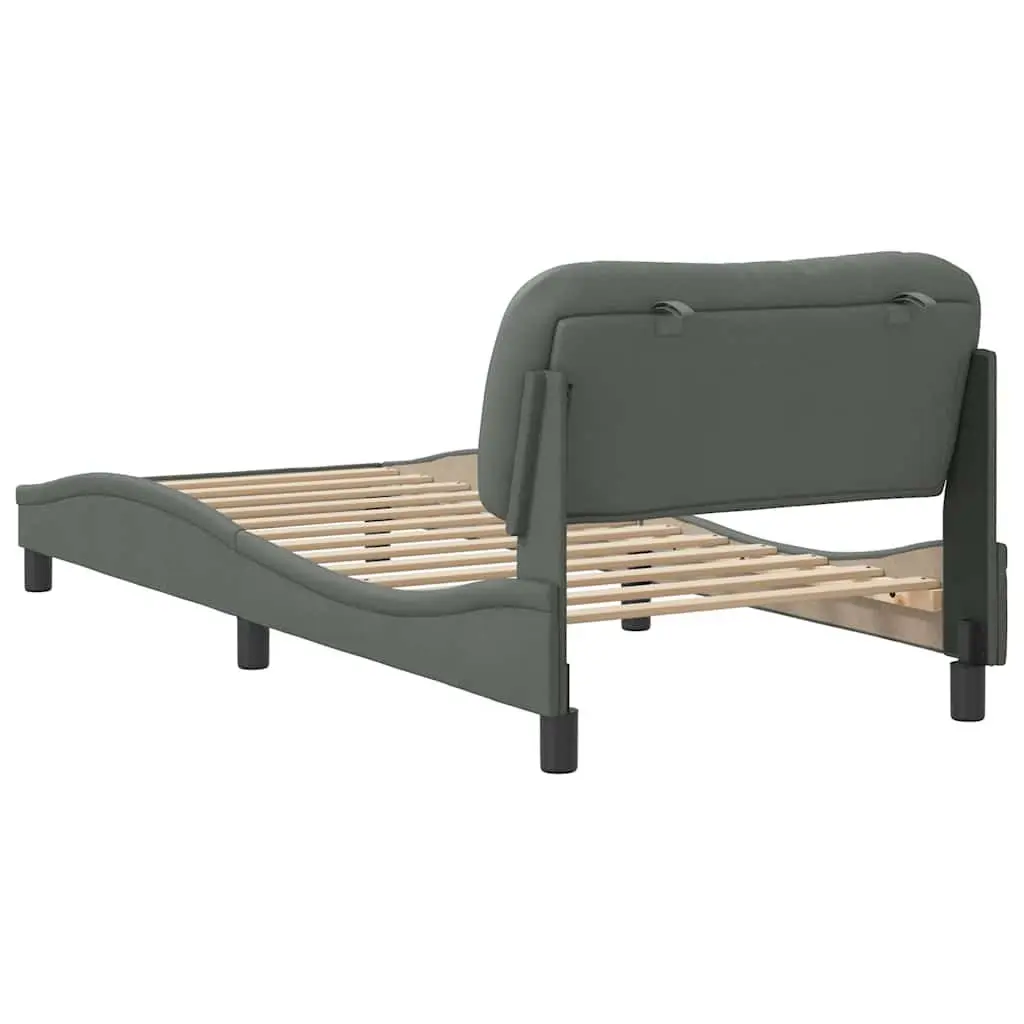 Grey Fabric Bed Frame with Headboard 90x190 cm