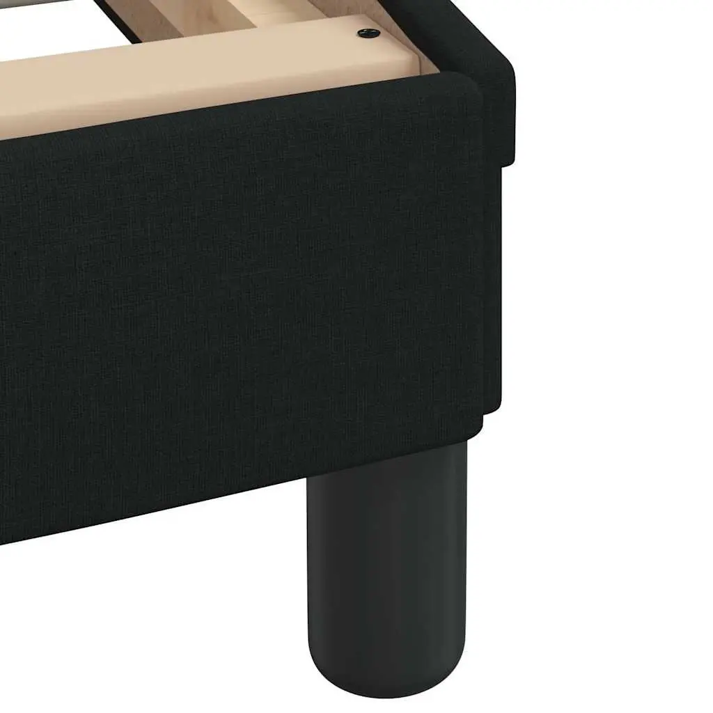 Fabric Bed Frame 90x190 cm with Headboard Cushion Plywood Slats Black Modern