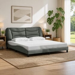 Grey Fabric King Bed Frame 180x200 cm with Headboard