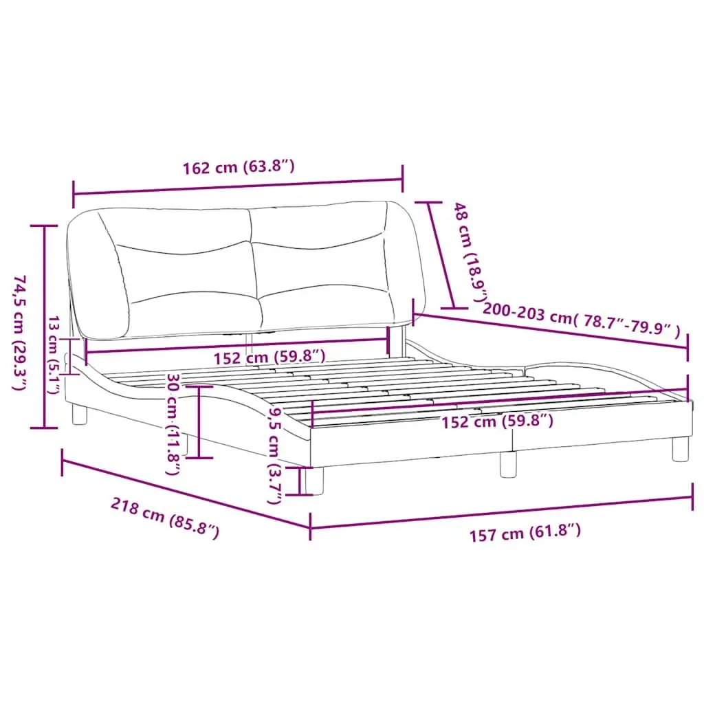 Grey Fabric Upholstered Queen Bed Frame with Headboard
