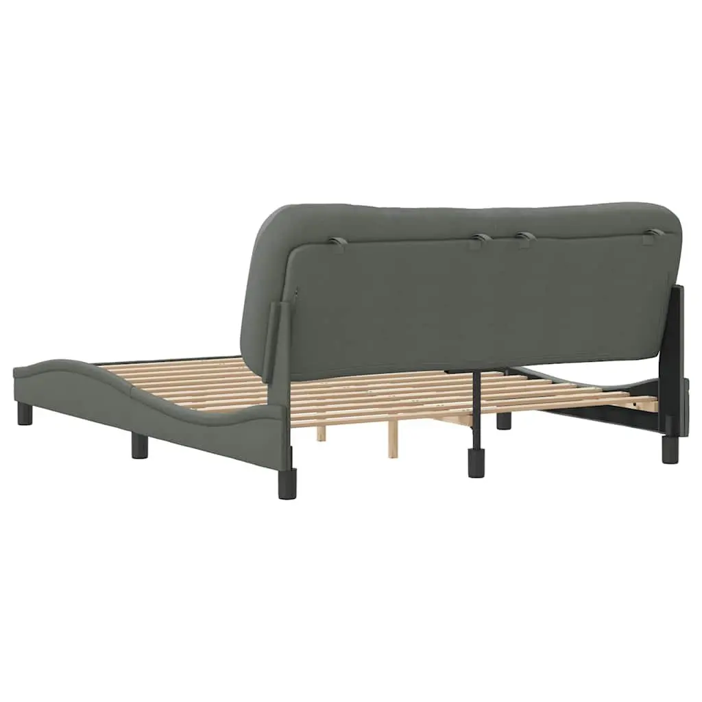 Grey Fabric Upholstered Queen Bed Frame with Headboard