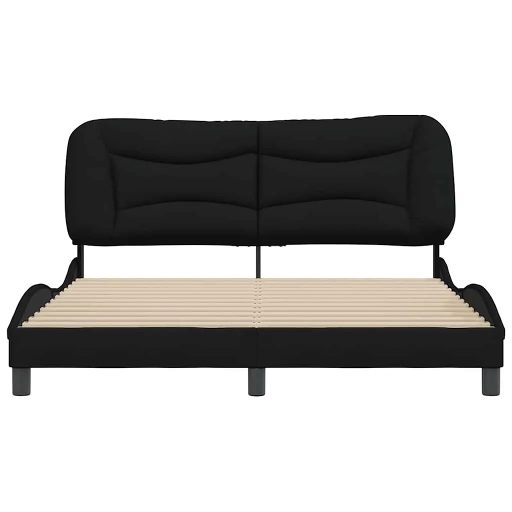 Queen Bed Frame with Fabric Headboard Black 152x203cm