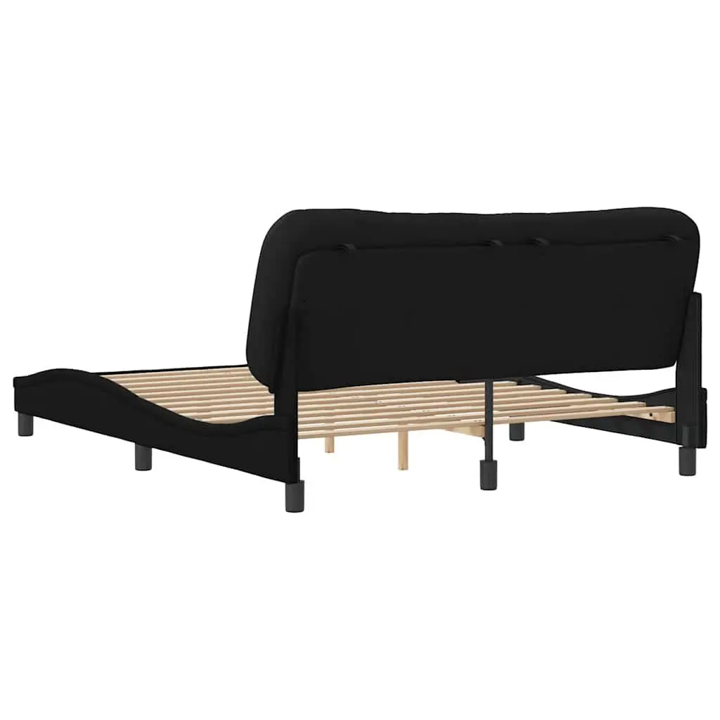 Queen Bed Frame with Fabric Headboard Black 152x203cm