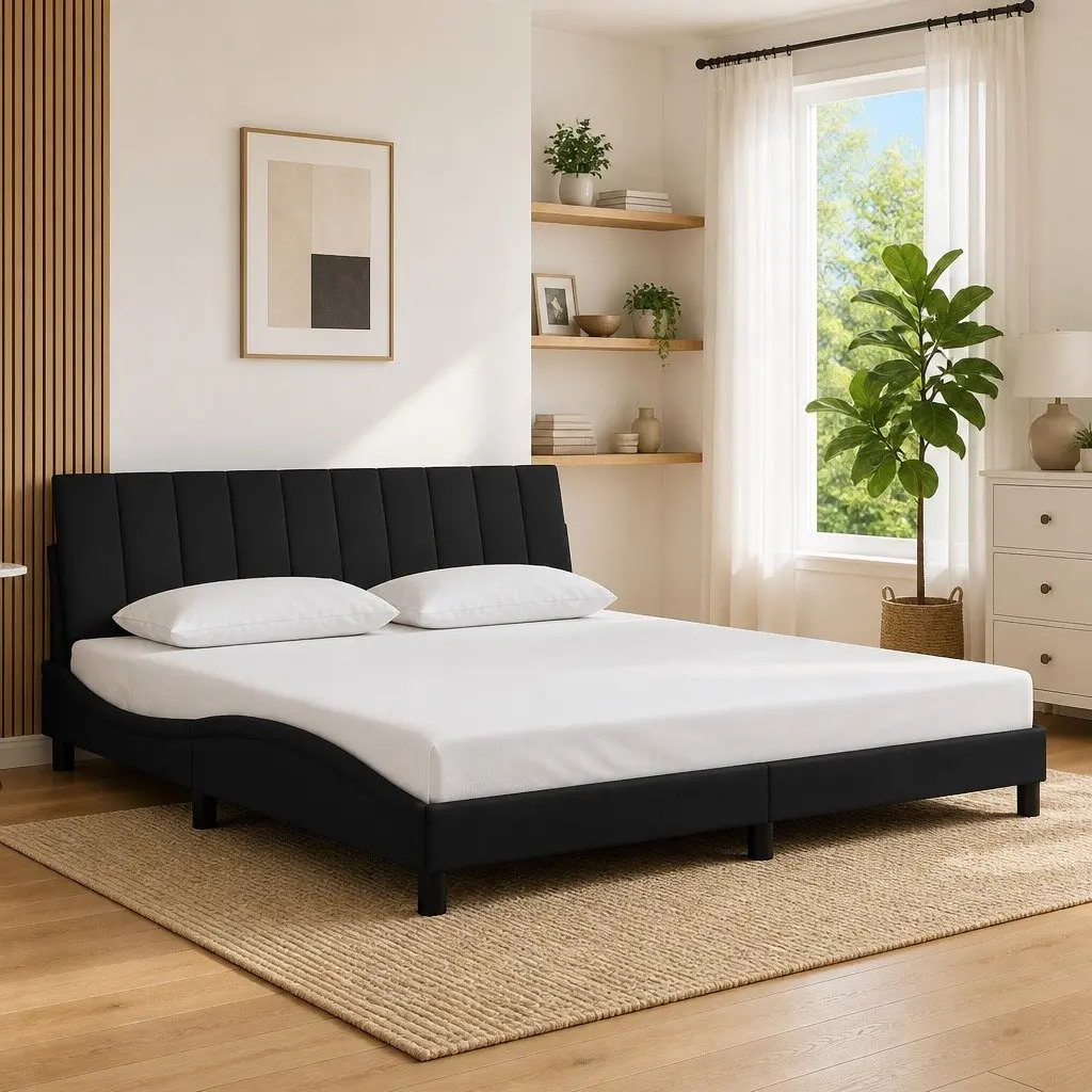 Velvet Black King Bed Frame 180x200 cm with Headboard