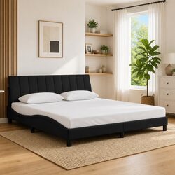 Velvet Black King Bed Frame 180x200 cm with Headboard