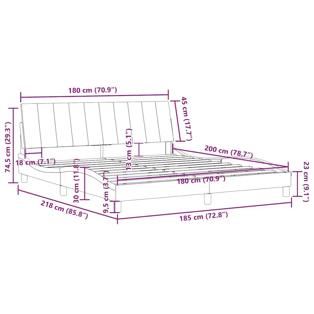 Velvet Black King Bed Frame 180x200 cm with Headboard