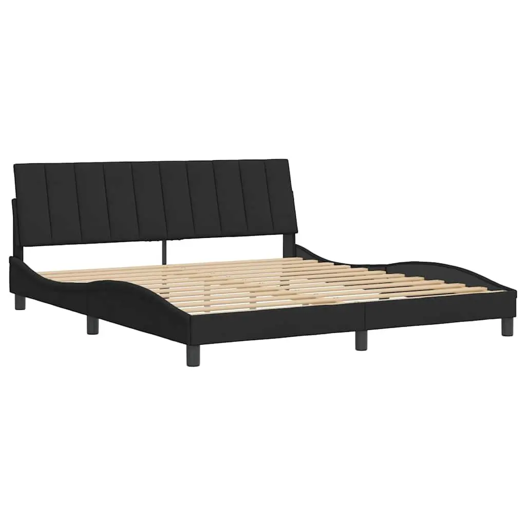 Velvet Black King Bed Frame 180x200 cm with Headboard