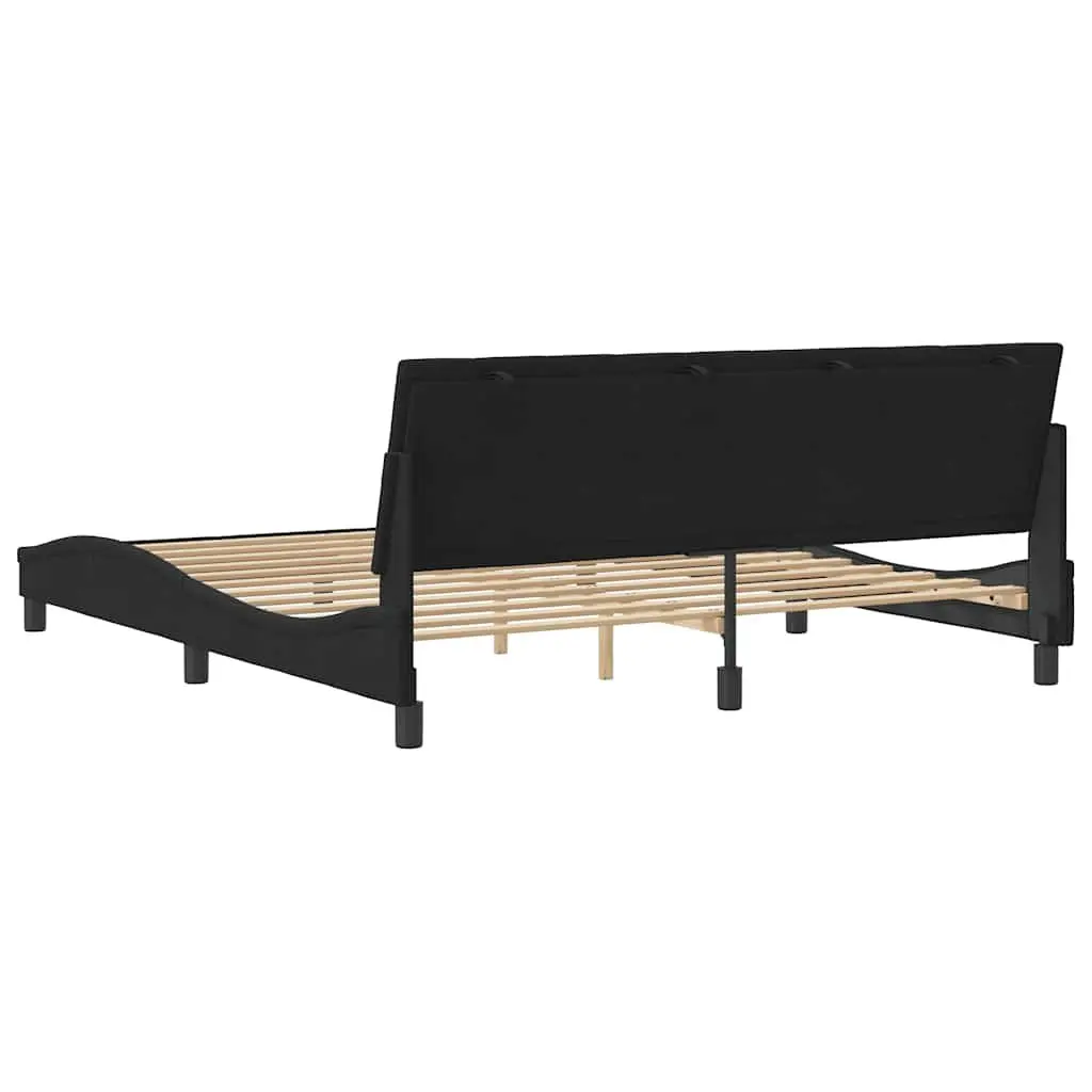 Velvet Black King Bed Frame 180x200 cm with Headboard