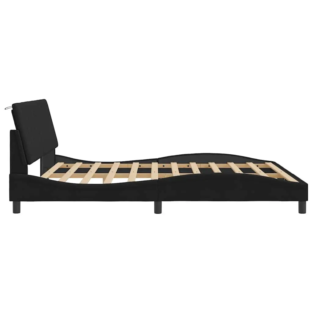 Velvet Black King Bed Frame 180x200 cm with Headboard