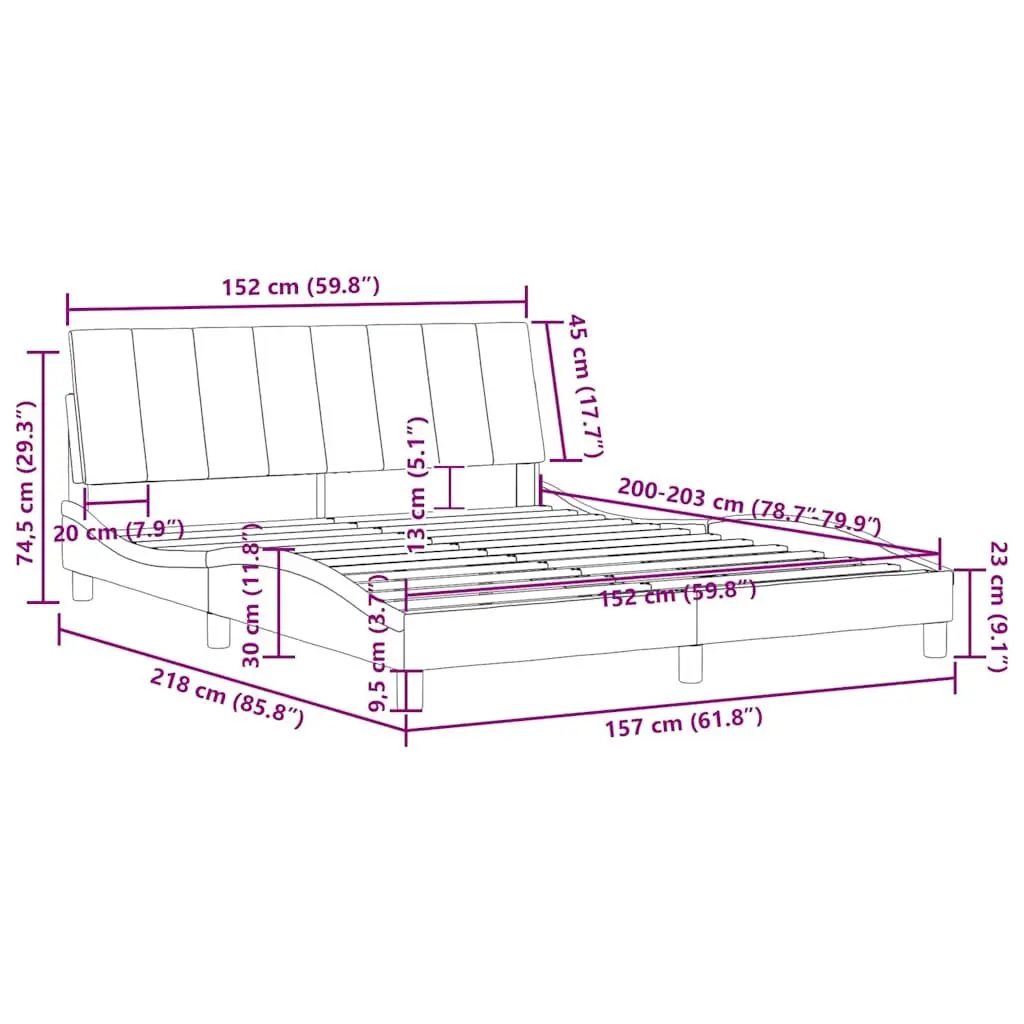 Velvet Grey Queen Bed Frame with Headboard