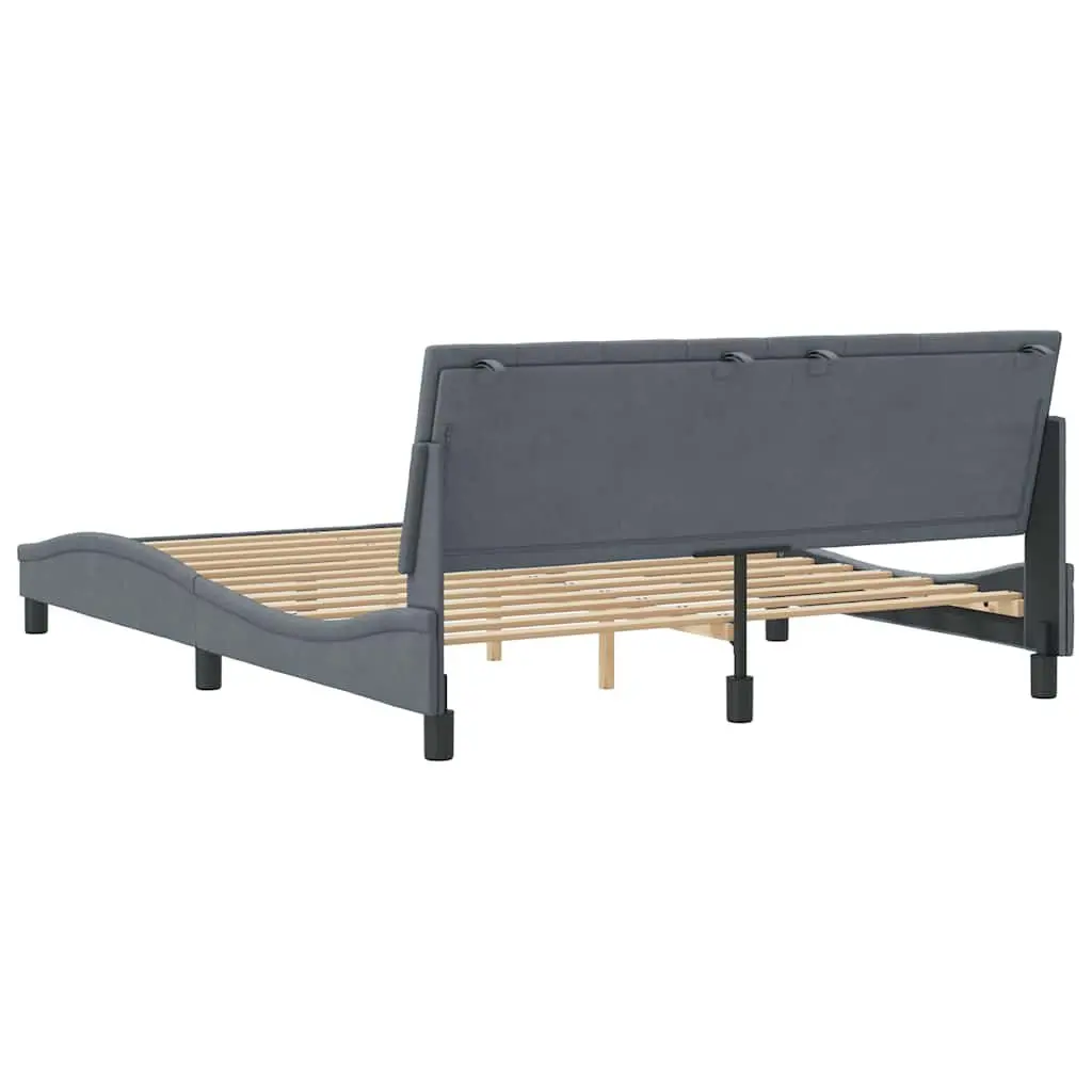 Velvet Grey Queen Bed Frame with Headboard