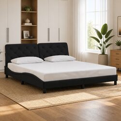 Velvet Upholstered Bed Frame with Headboard 180x200 cm