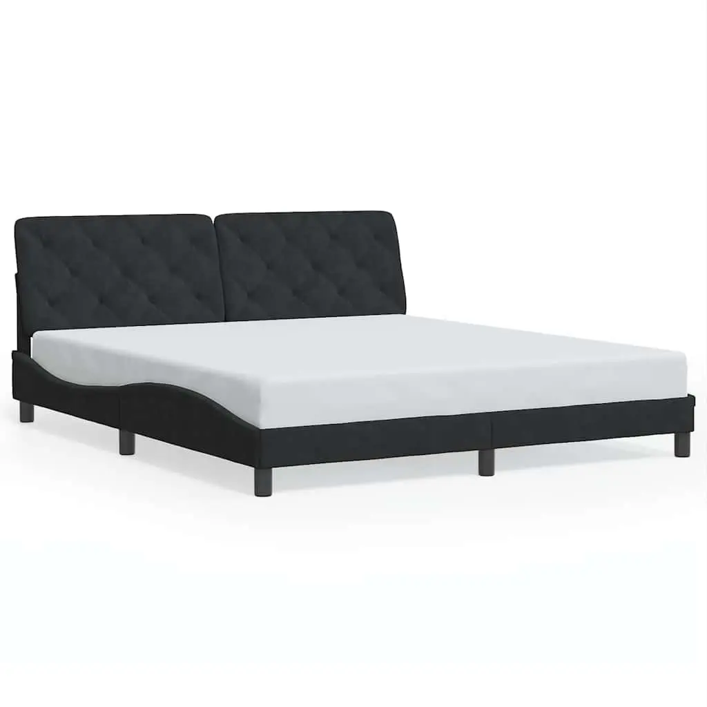 Velvet Upholstered Bed Frame with Headboard 180x200 cm