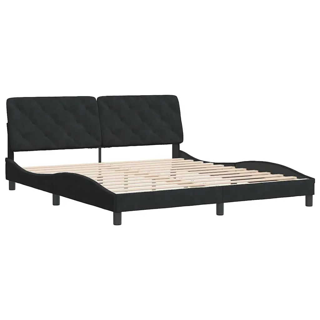 Velvet Upholstered Bed Frame with Headboard 180x200 cm