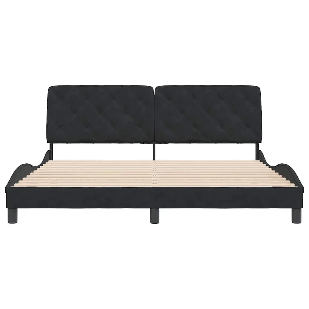 Velvet Upholstered Bed Frame with Headboard 180x200 cm