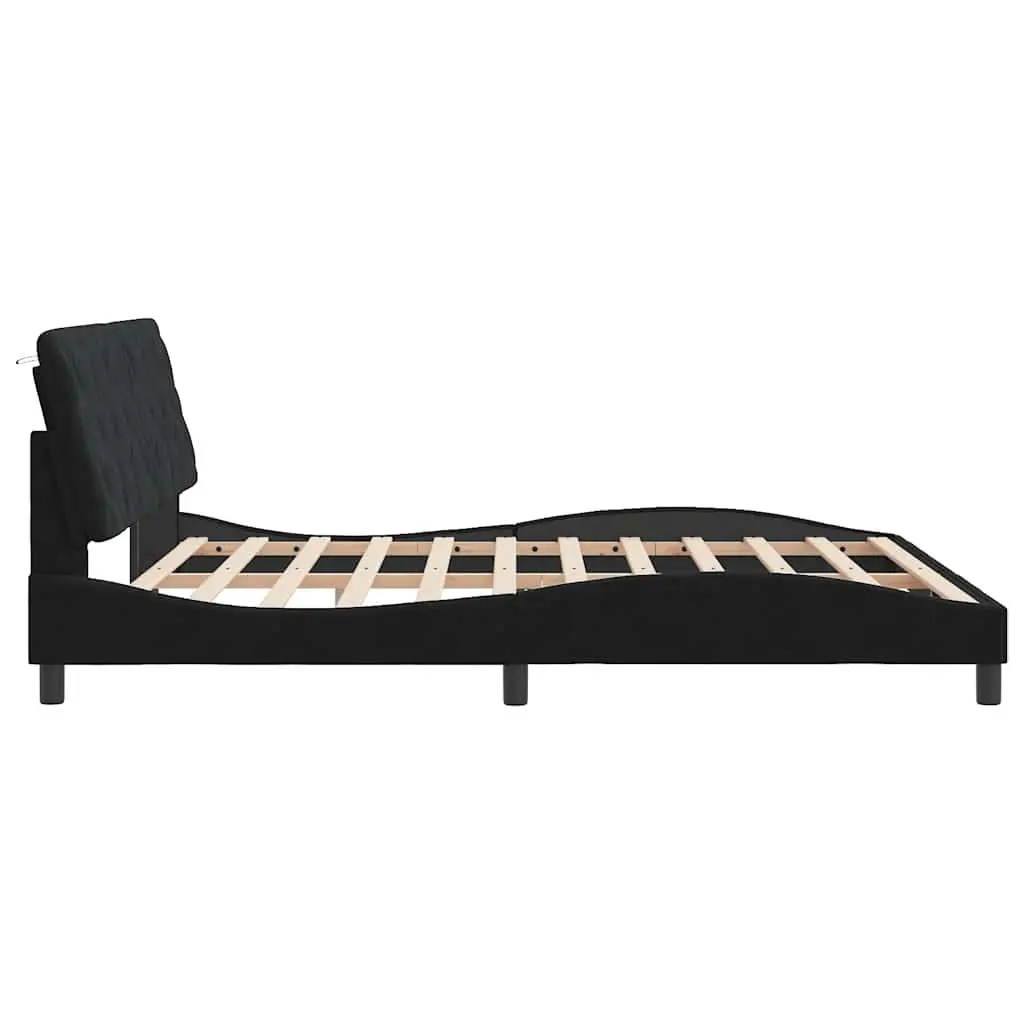 Velvet Upholstered Bed Frame with Headboard 180x200 cm