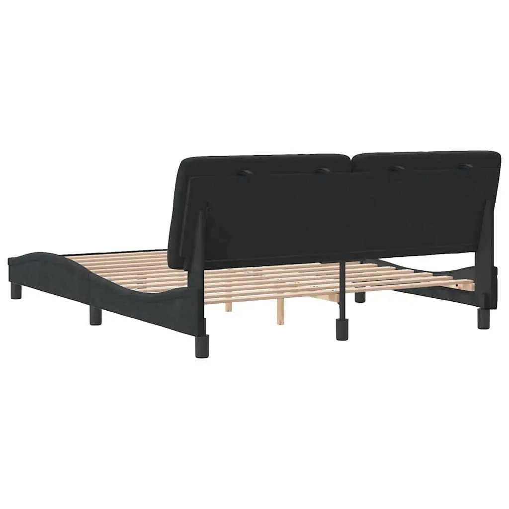 Queen Bed Frame Black Velvet 152x203 cm Upholstered Plywood Slats