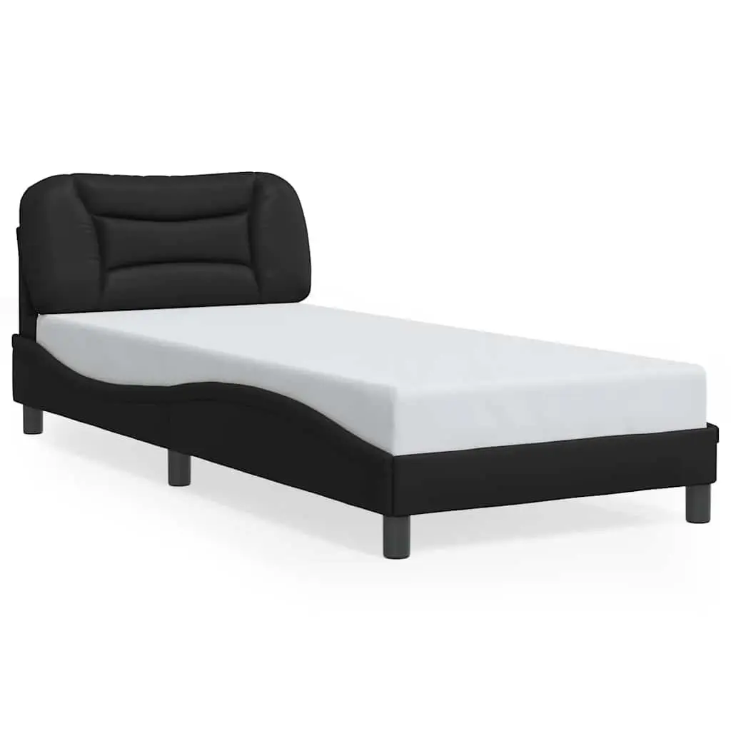 Black Faux Leather Bed Frame with Slatted Base 90x190 cm