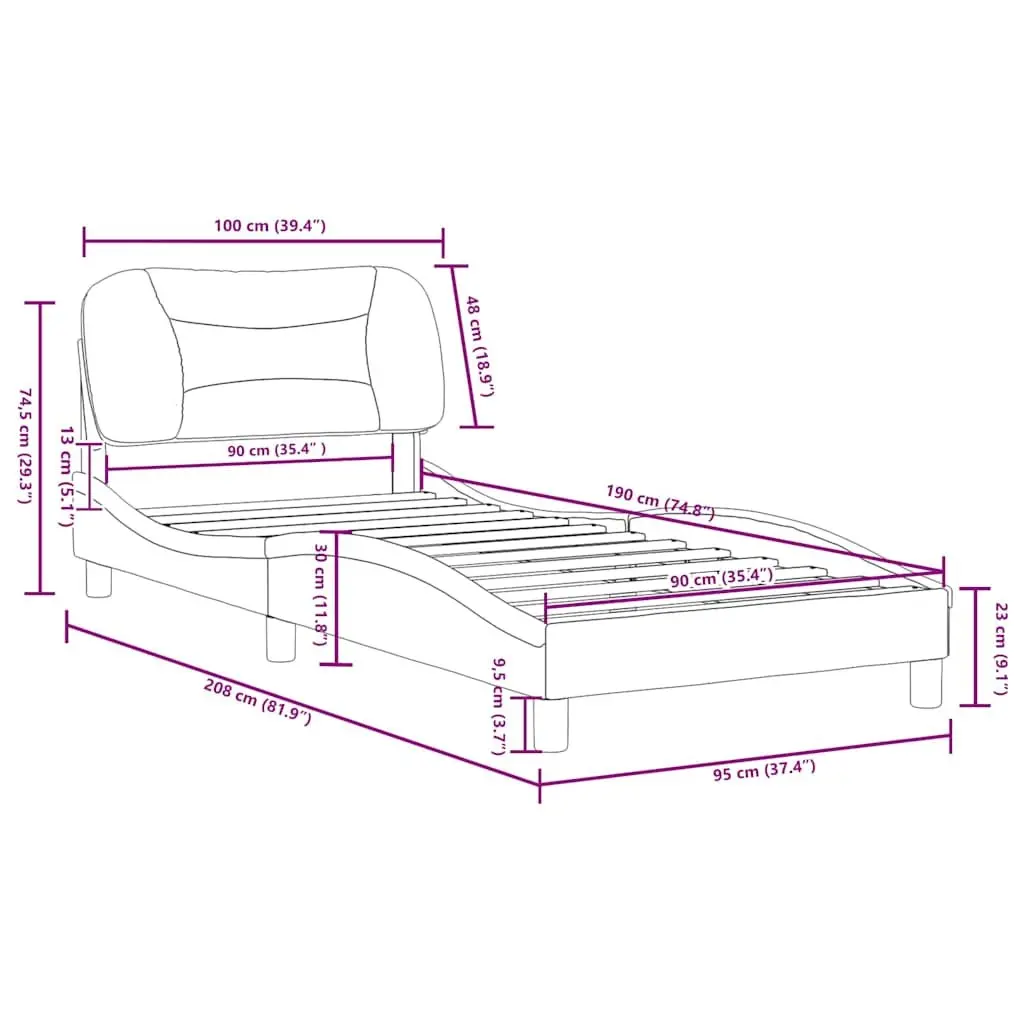 Black Faux Leather Bed Frame with Slatted Base 90x190 cm