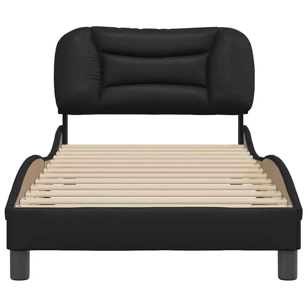 Black Faux Leather Bed Frame with Slatted Base 90x190 cm