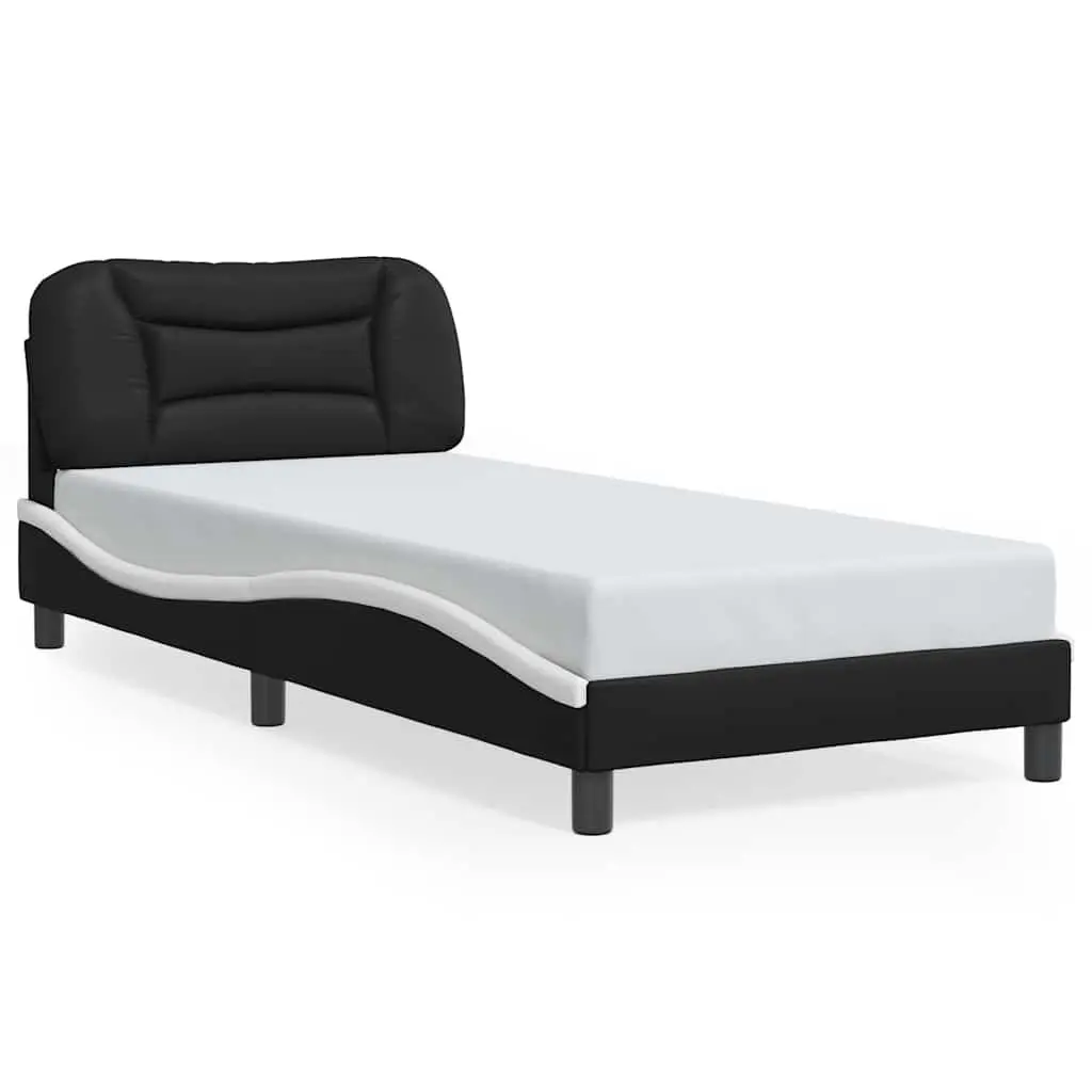 Black Bed Frame with Headboard Pillow 90x190 cm