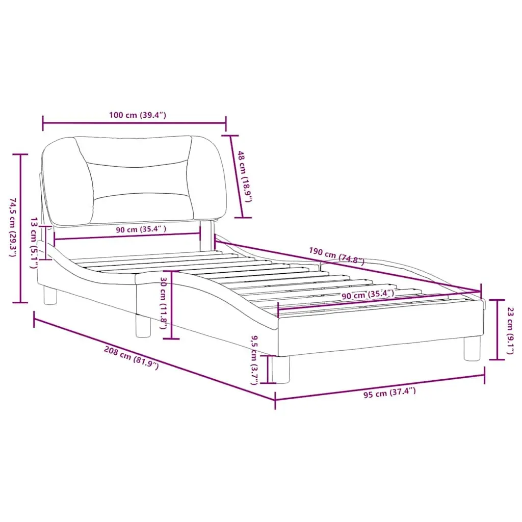 Black Bed Frame with Headboard Pillow 90x190 cm