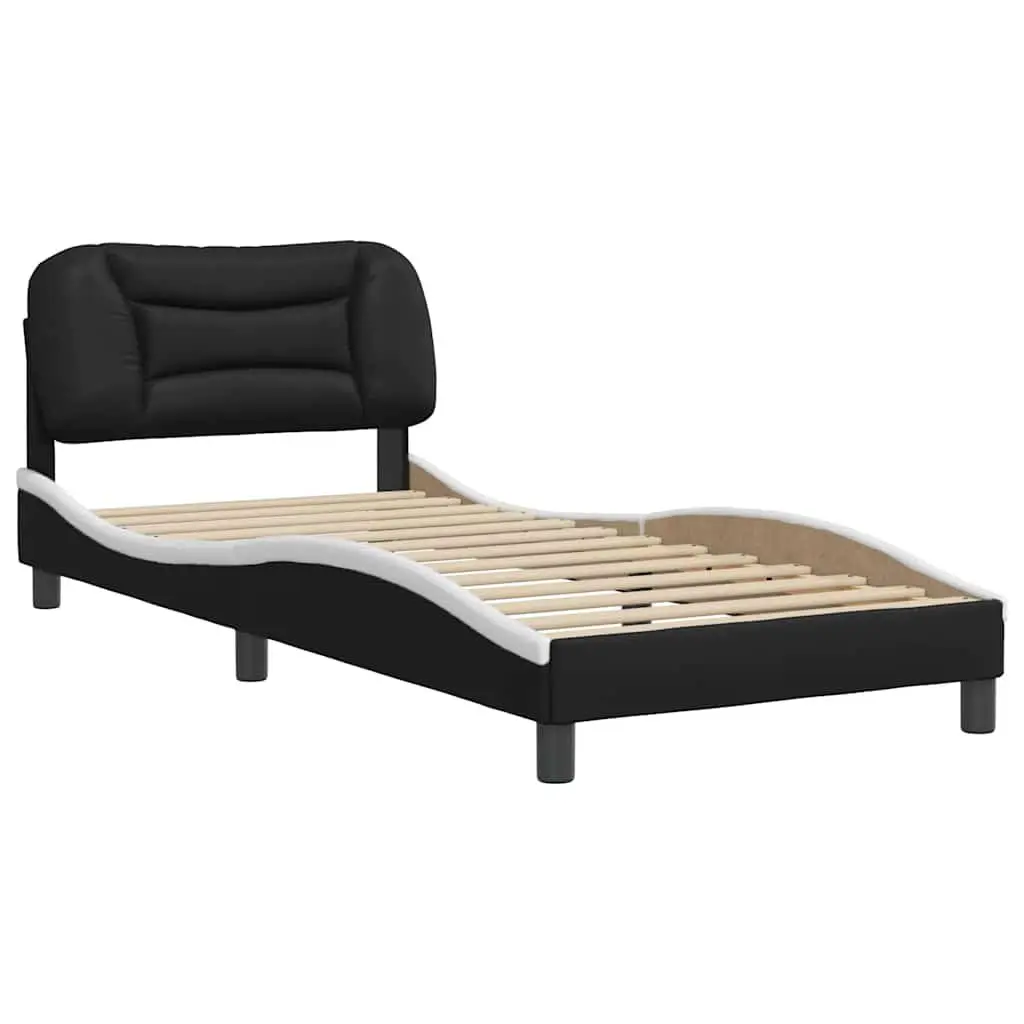 Black Bed Frame with Headboard Pillow 90x190 cm