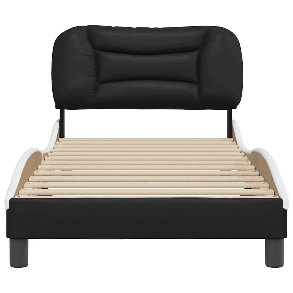 Black Bed Frame with Headboard Pillow 90x190 cm