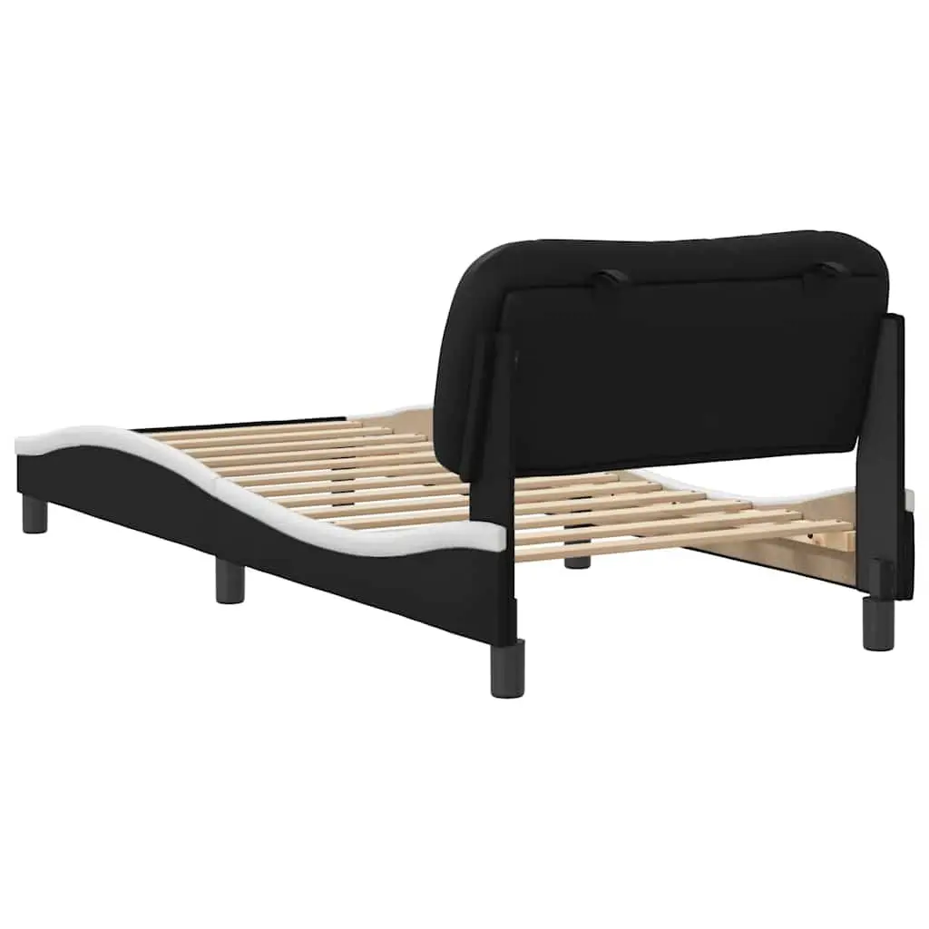 Black Bed Frame with Headboard Pillow 90x190 cm