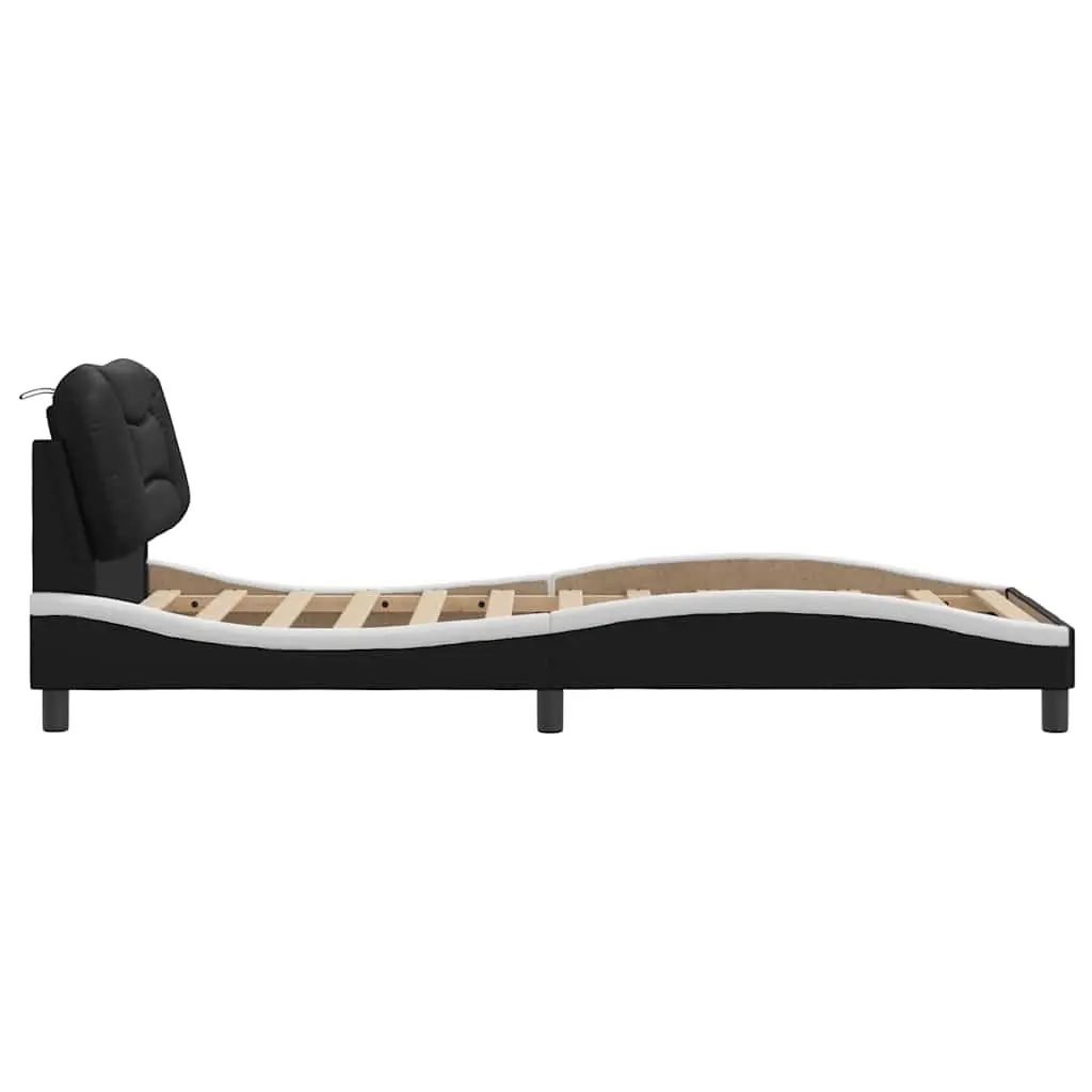 Black Bed Frame with Headboard Pillow 90x190 cm