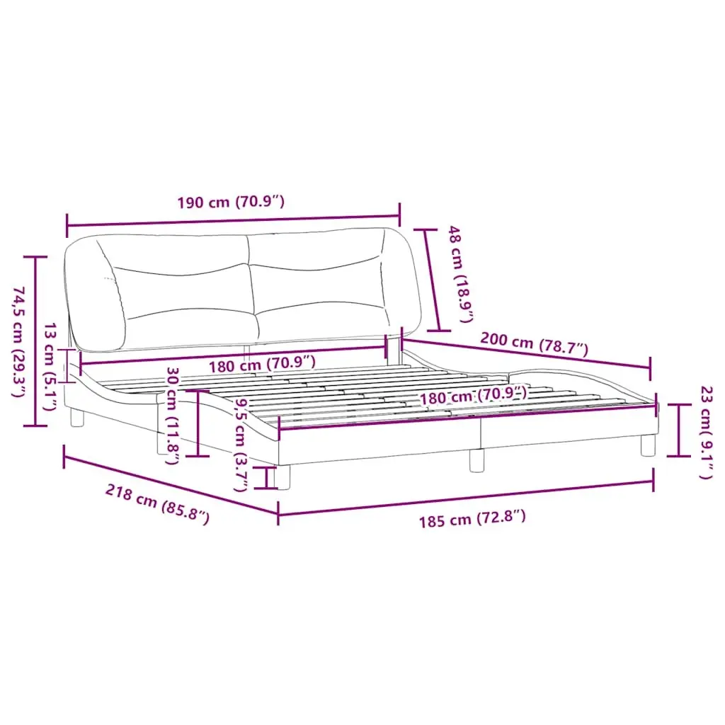 King Bed Frame 180x200cm with Faux Leather Headboard