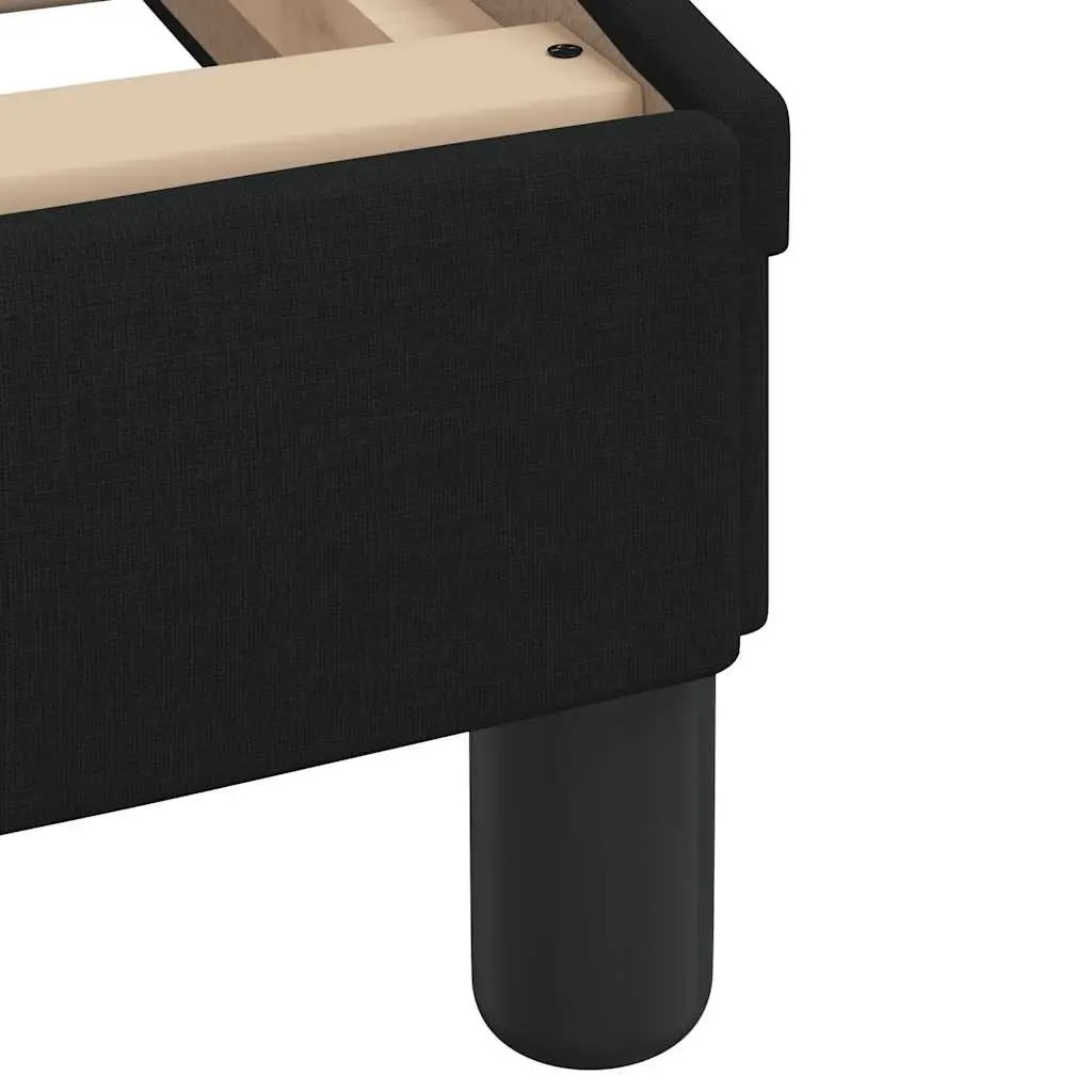 Bed Frame Black Fabric Headboard 90x190 cm Modern Plywood Slatted Base